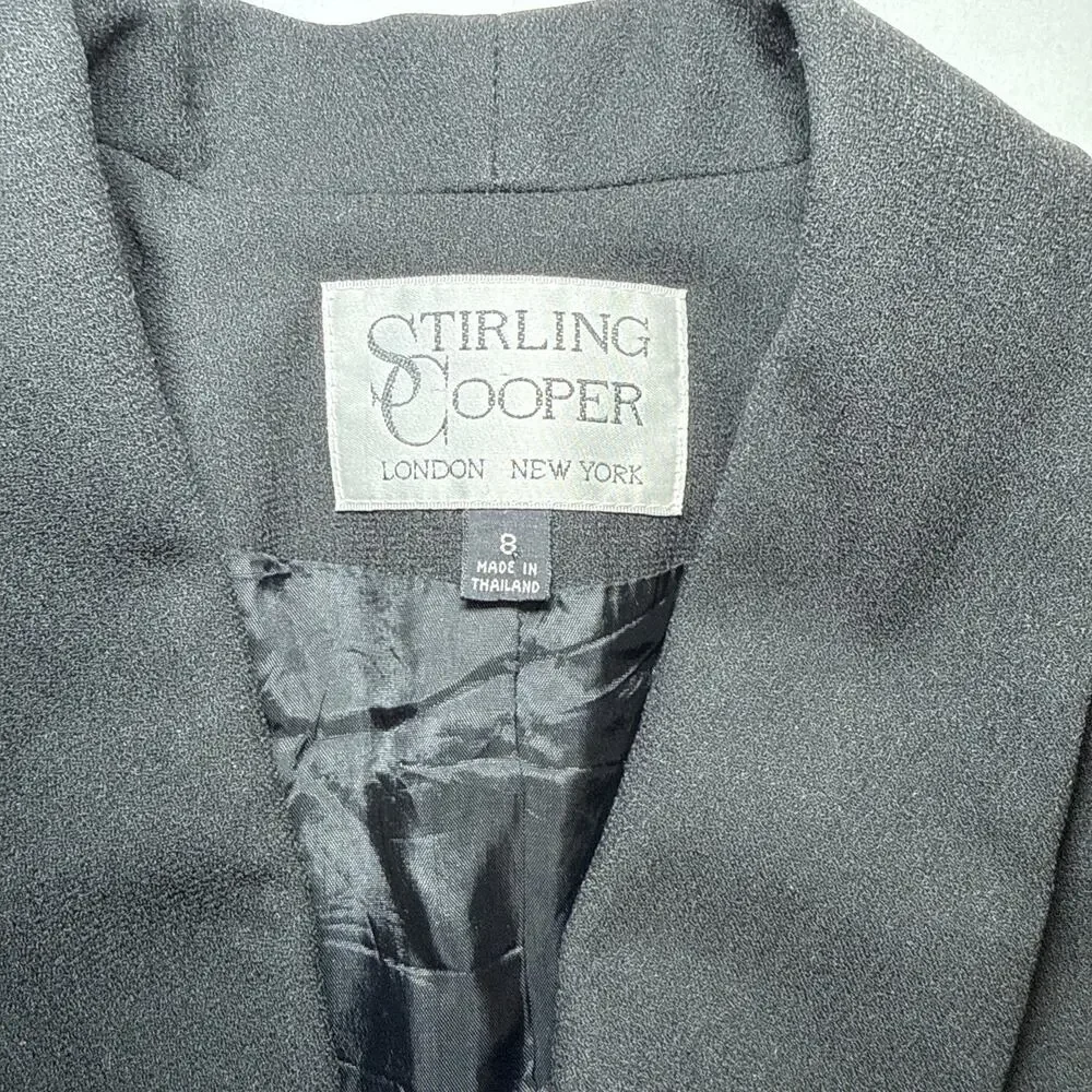 VTG Stirling Cooper Womens Black Blazer Double Breasted Jacket Chic Size 8 EUC - Picture 2 of 13